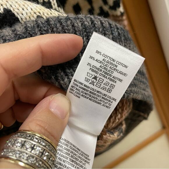 Lucky Brand Cotton Blend Aztec Jacquard Boyfriend Cardigan Sweater Large Nwt - Picture 6 of 9